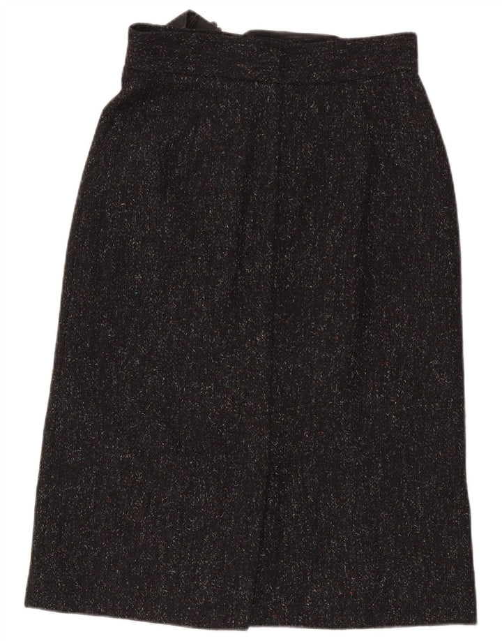 Gonna longuette da donna successiva UK 14 media W32 lana merino screziata nera