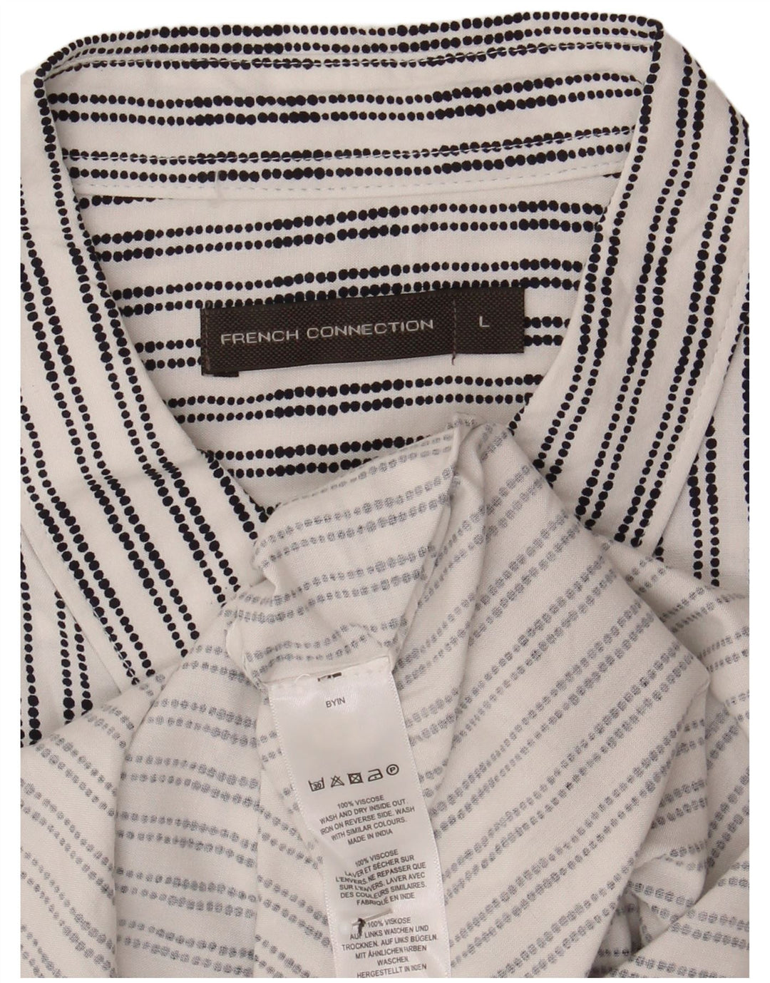 Camicia da uomo a maniche corte French Connection in viscosa a righe bianche grandi