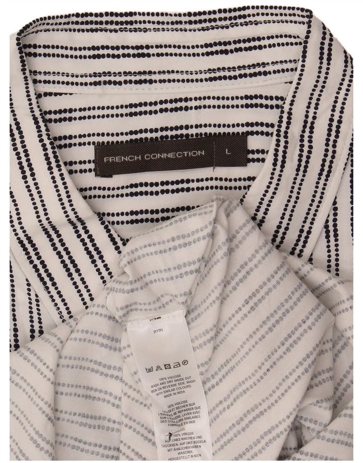 Camicia da uomo a maniche corte French Connection in viscosa a righe bianche grandi