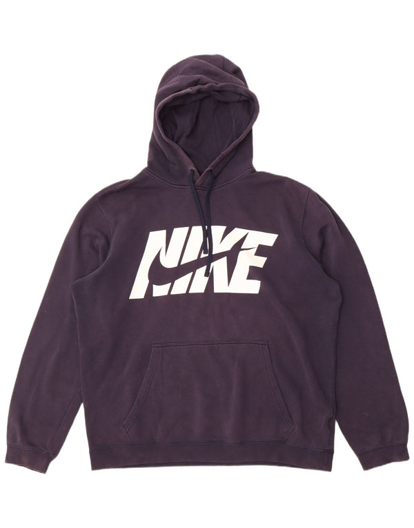 Felpa con cappuccio grafica Nike da uomo XL in cotone blu navy