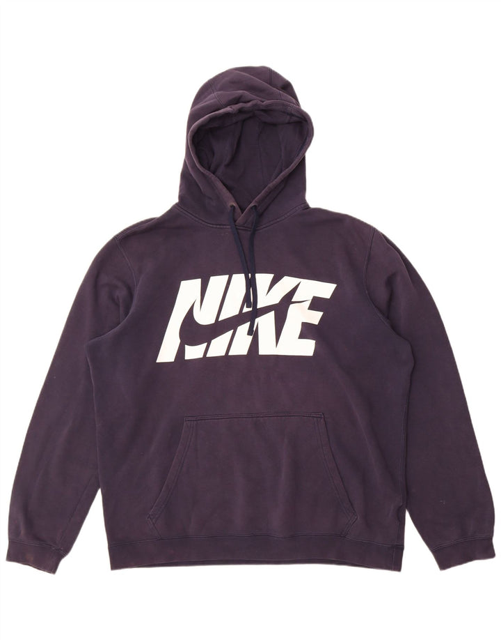 Felpa con cappuccio grafica Nike da uomo XL in cotone blu navy