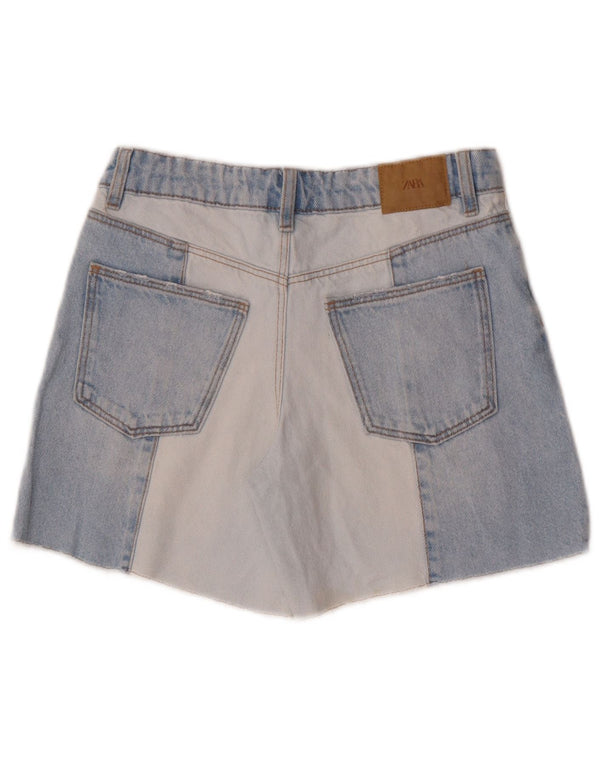 Pantaloncini di jeans per ragazze Zara 11-12 anni W26 in cotone color block blu