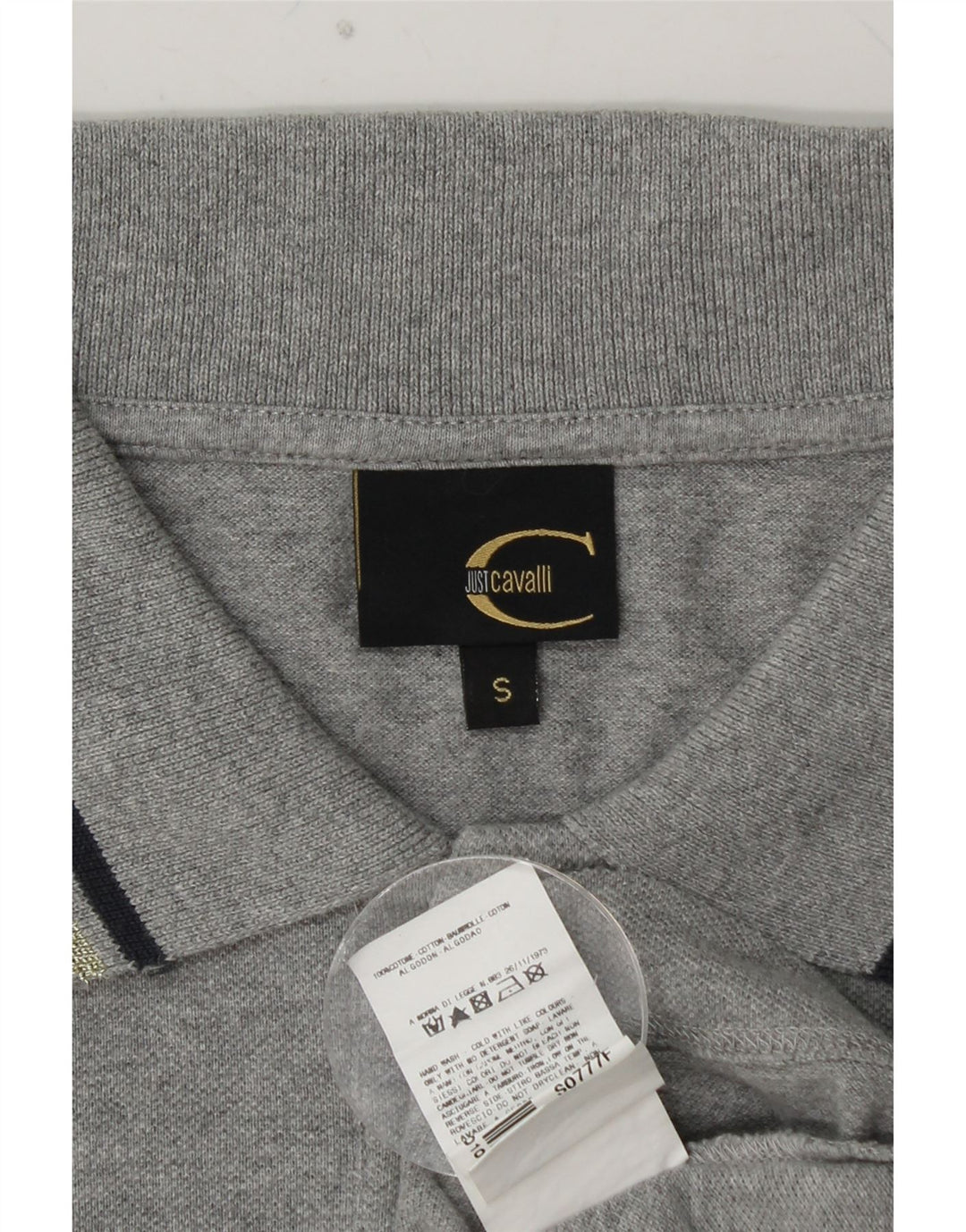 JUST CAVALLI Polo da donna a maniche lunghe con grafica UK 10 Small Cotone grigio