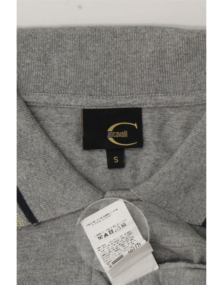 JUST CAVALLI Polo da donna a maniche lunghe con grafica UK 10 Small Cotone grigio