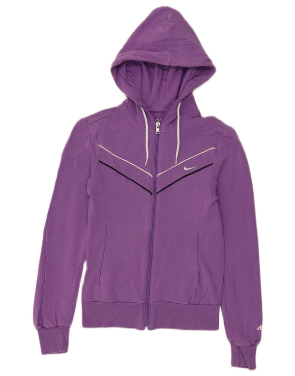 Felpa con cappuccio e zip da donna Nike UK 4/6 XS cotone viola