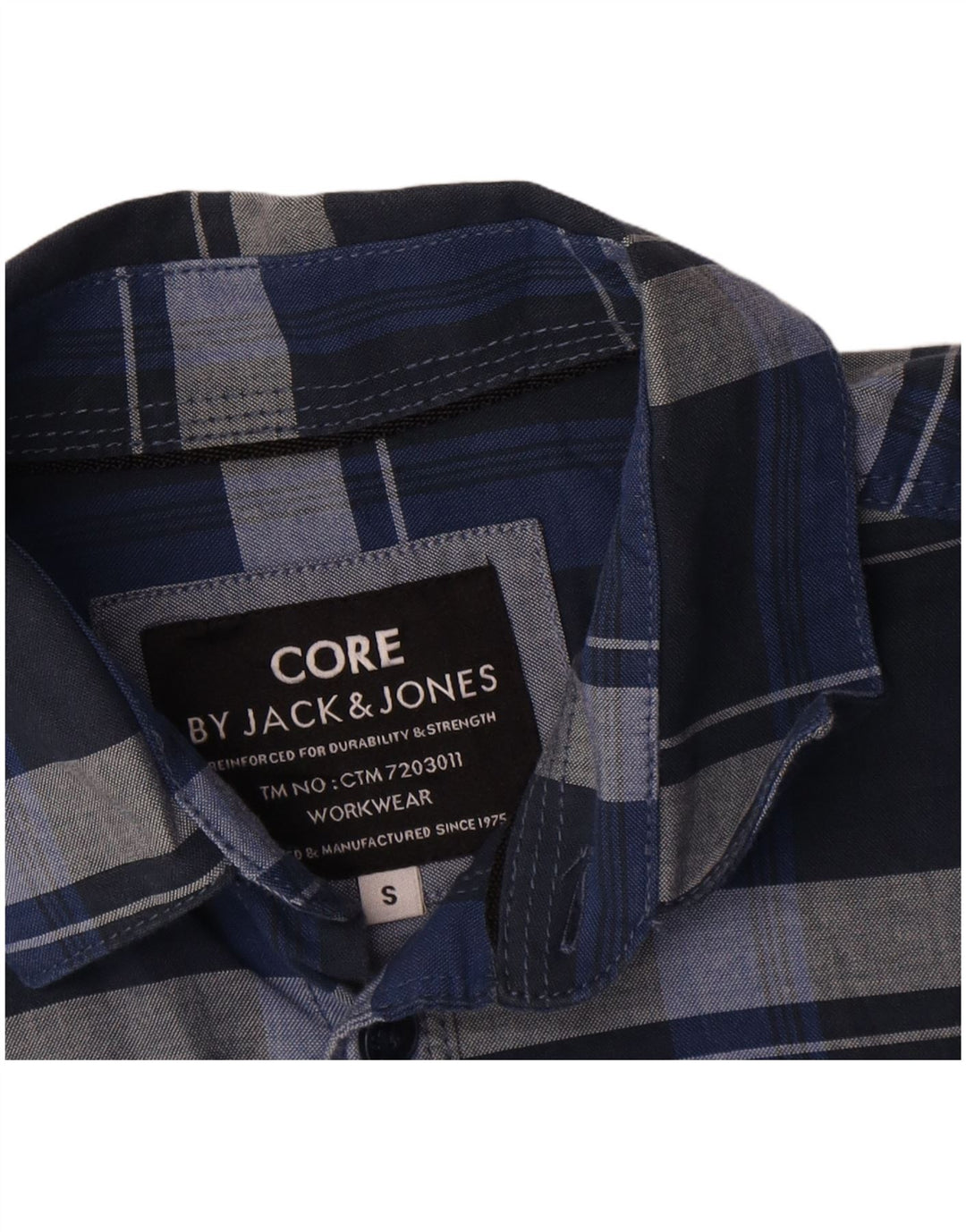 Camicia da uomo Jack & Jones piccola in cotone a quadri blu navy