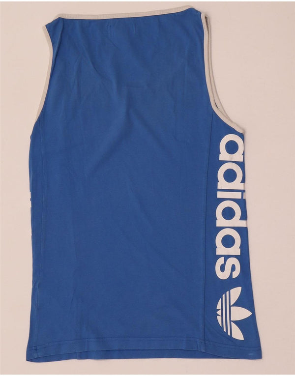 Canotta grafica da uomo Adidas XS in cotone blu