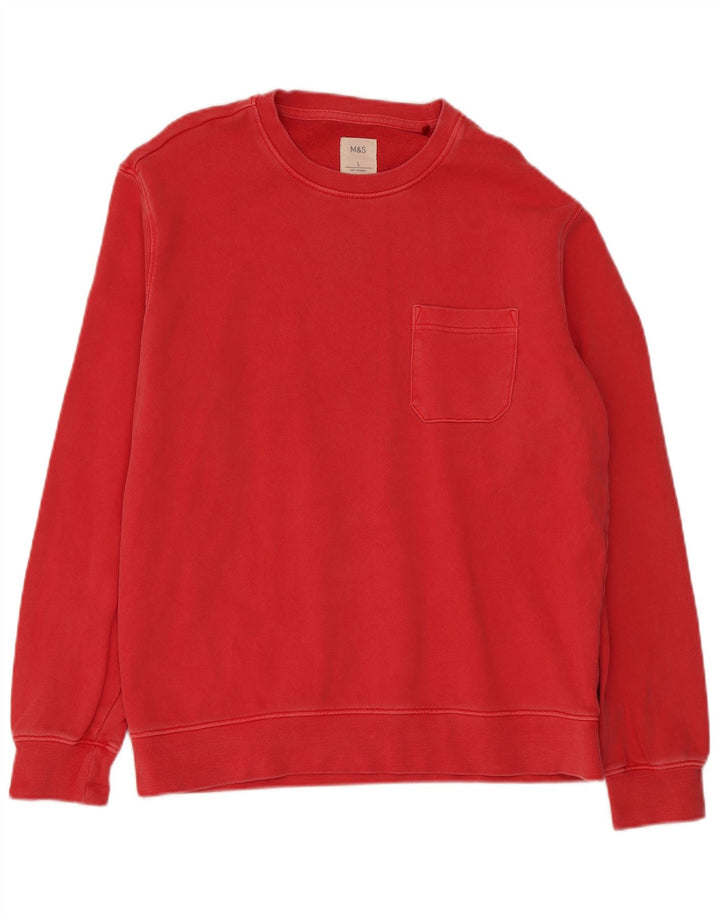 Felpa da uomo Marks & Spencer maglione grande cotone rosso