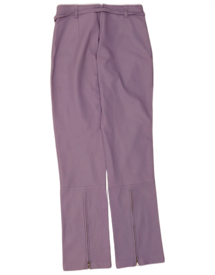 Pantaloni in pelle vintage da donna IT 44 medi W28 L32 Pelle viola