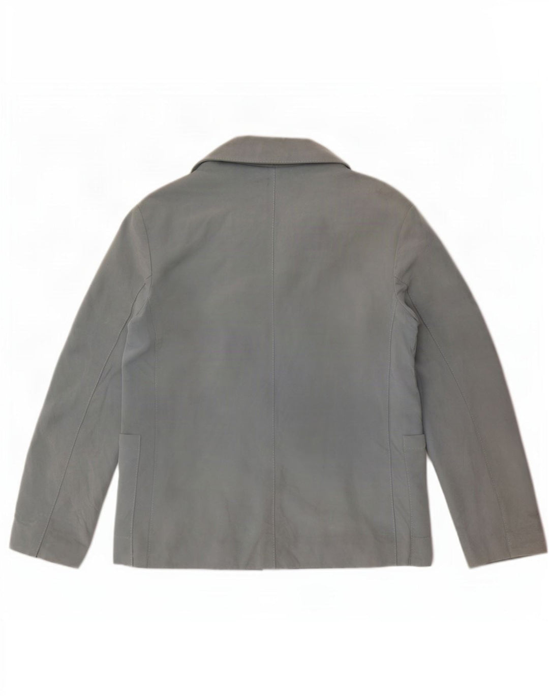 Giacca blazer vintage in pelle scamosciata a 4 bottoni da donna UK 14 in pelle blu medio