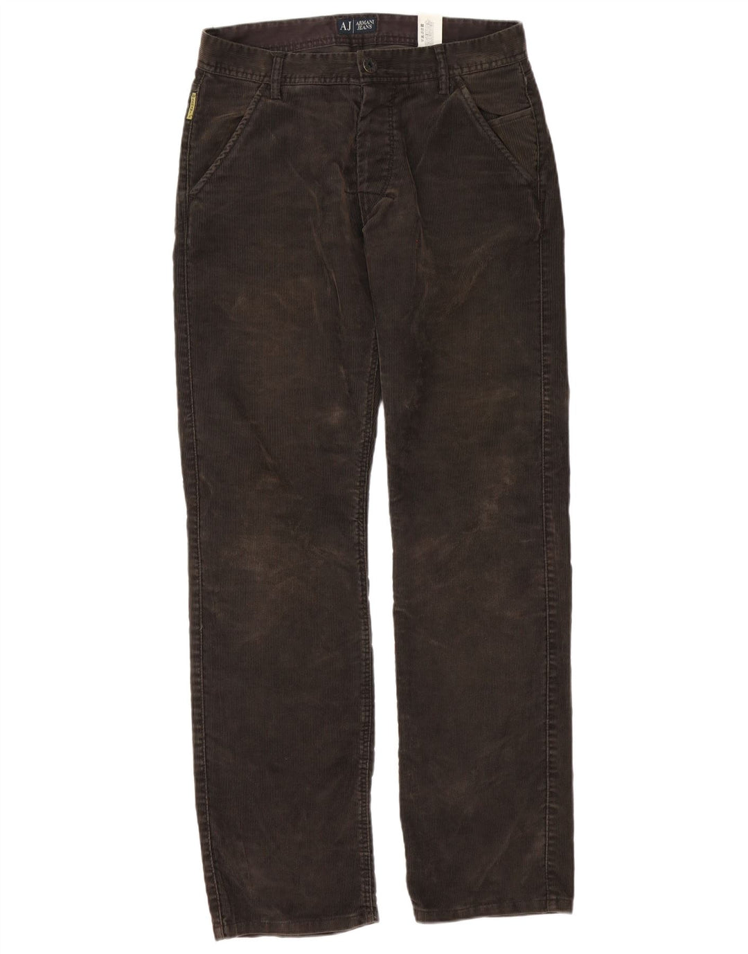 Pantaloni dritti in velluto a coste da uomo Armani W32 L34 poliestere marrone