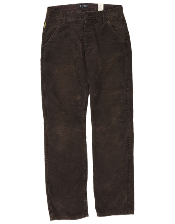 Pantaloni dritti in velluto a coste da uomo Armani W32 L34 poliestere marrone
