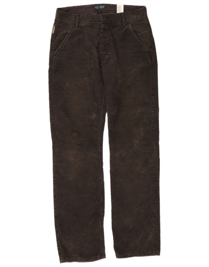 Pantaloni dritti in velluto a coste da uomo Armani W32 L34 poliestere marrone
