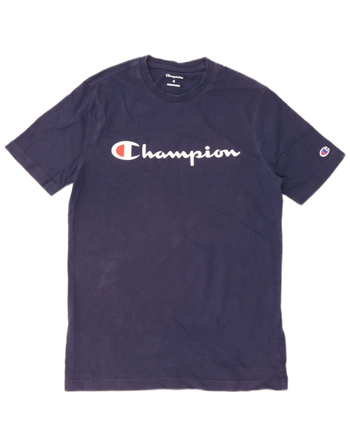 T-shirt grafica da uomo Champion Top piccola in cotone blu navy