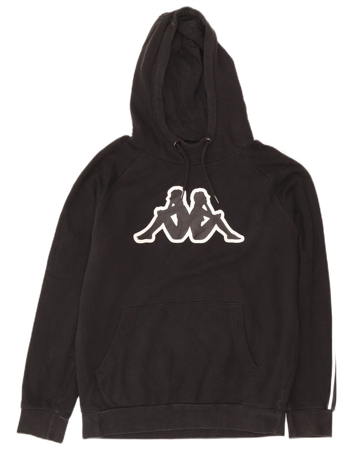 Maglione con cappuccio grafico da uomo Kappa in cotone nero medio