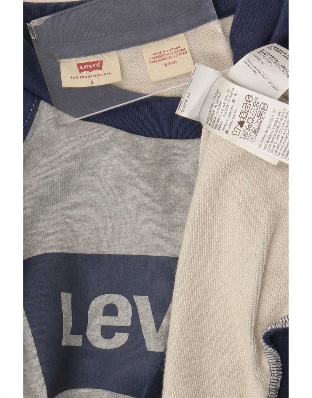 Levi's Donna Felpa con grafica oversize Maglione UK 10 Piccolo Grigio