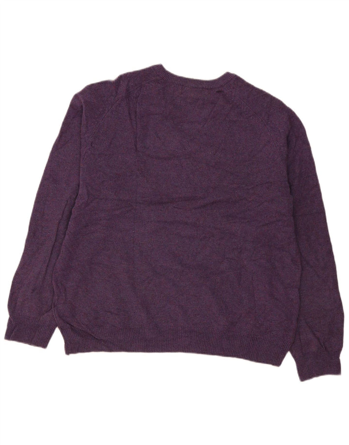 Maglione maglione con scollo a V da uomo Marks & Spencer XL lana viola