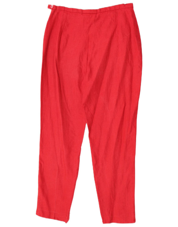 Pantaloni casual affusolati da donna Max Mara UK 12 Medium W28 L27 Lino rosso