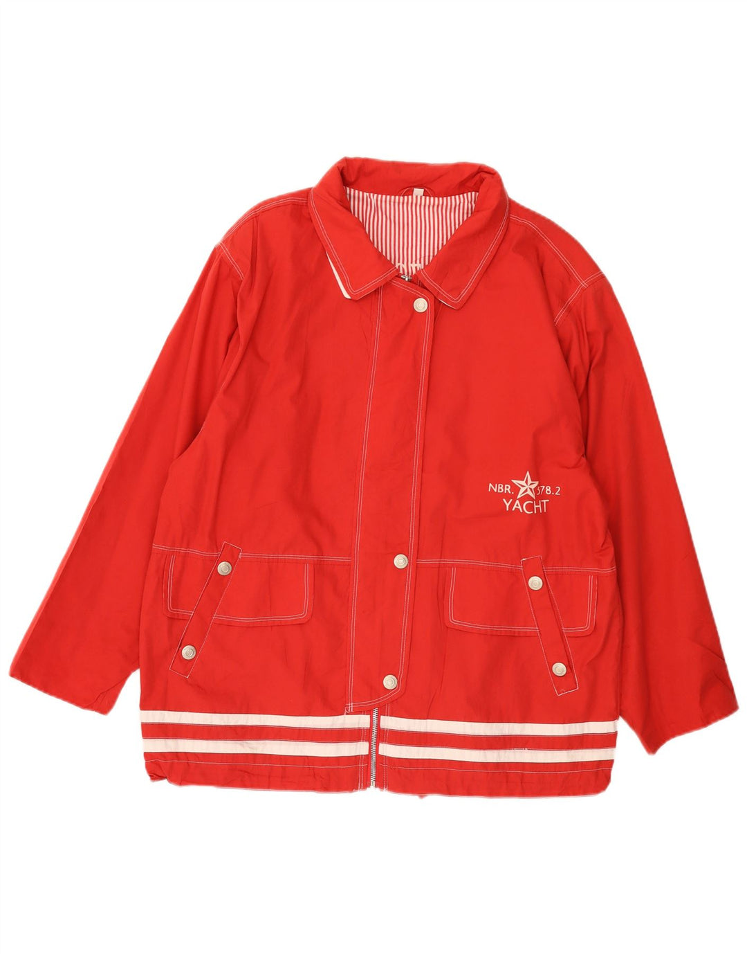 Giacca utilitaria oversize da yachting da donna vintage EU 42 a righe rosse grandi