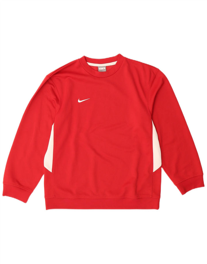Felpa NIKE da bambino, 12-13 anni, grande, in poliestere color block rosso