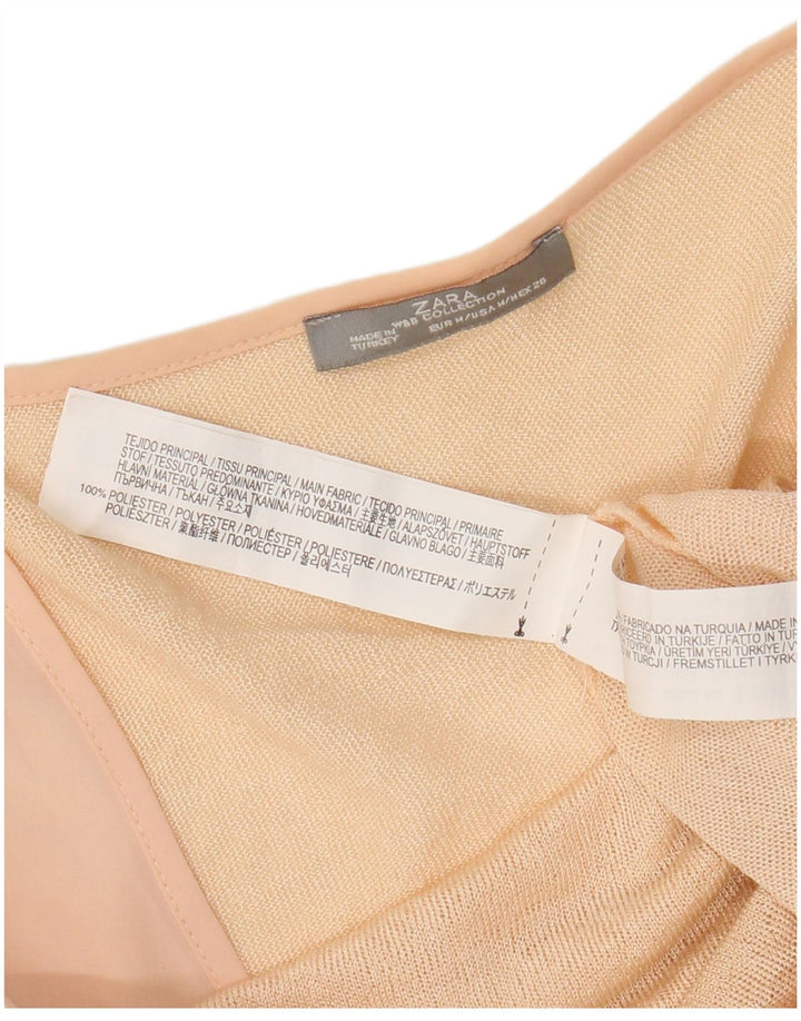 Top Zara da donna manica 3/4 UK 14 poliestere rosa medio