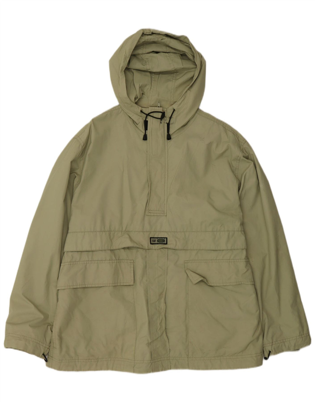 Giacca anorak da uomo con cappuccio CAT UK 40 grande cotone kaki