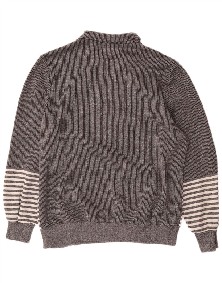 Maglione maglione vintage da donna con collo alto EU 44 XL a righe grigie