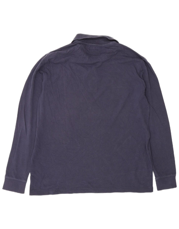 Polo Kappa da uomo a manica lunga grande in cotone blu navy