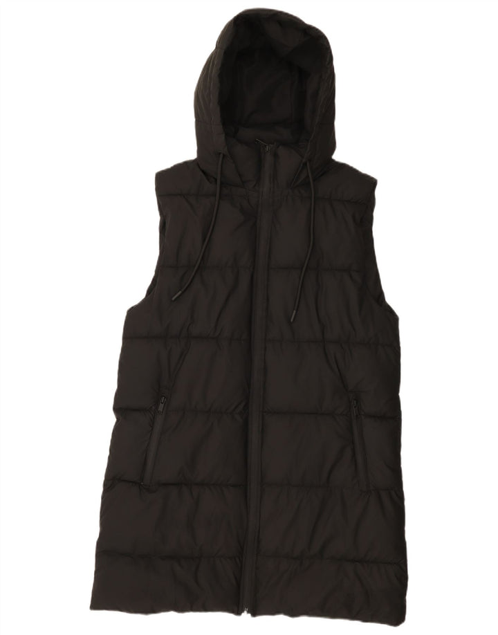 Cappotto imbottito senza maniche con cappuccio da donna Zara UK 14 poliestere nero medio