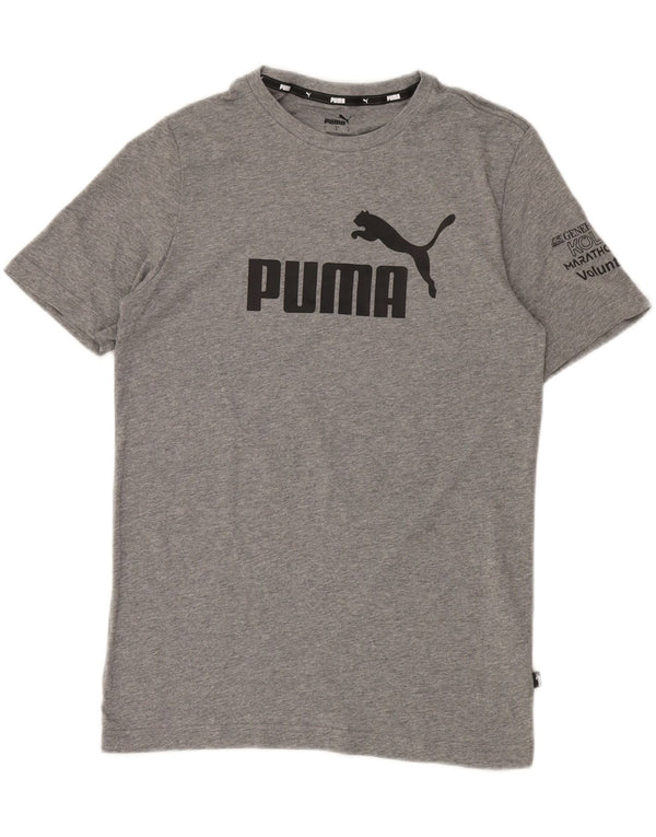 T-shirt grafica da uomo Puma Top Small in cotone grigio
