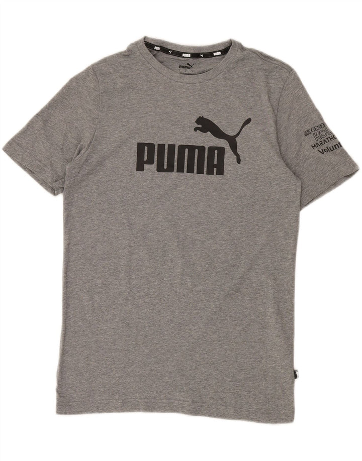 T-shirt grafica da uomo Puma Top Small in cotone grigio