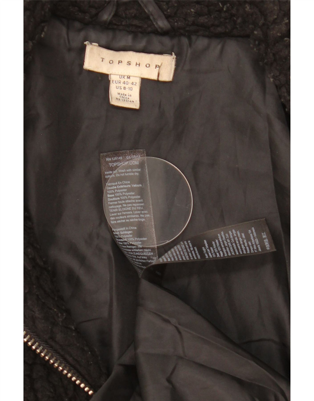 Giacca in pile oversize da donna Topshop UK 14 poliestere nero medio