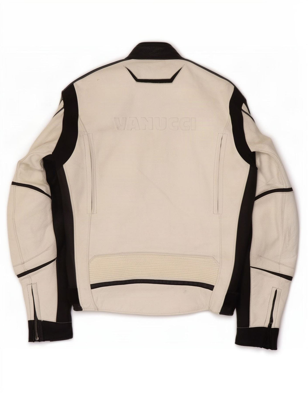 Giacca da pilota in pelle grafica da uomo Vanucci EU 48 Small White Colourblock