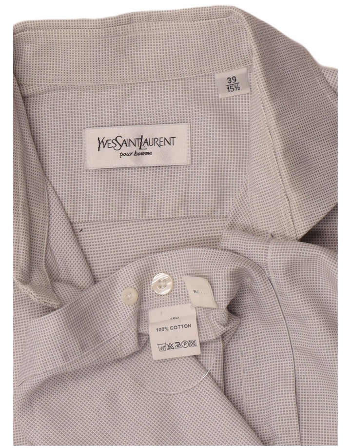 Camicia formale da uomo Yves Saint Laurent taglia 39 15 1/2 quadri grigio medio