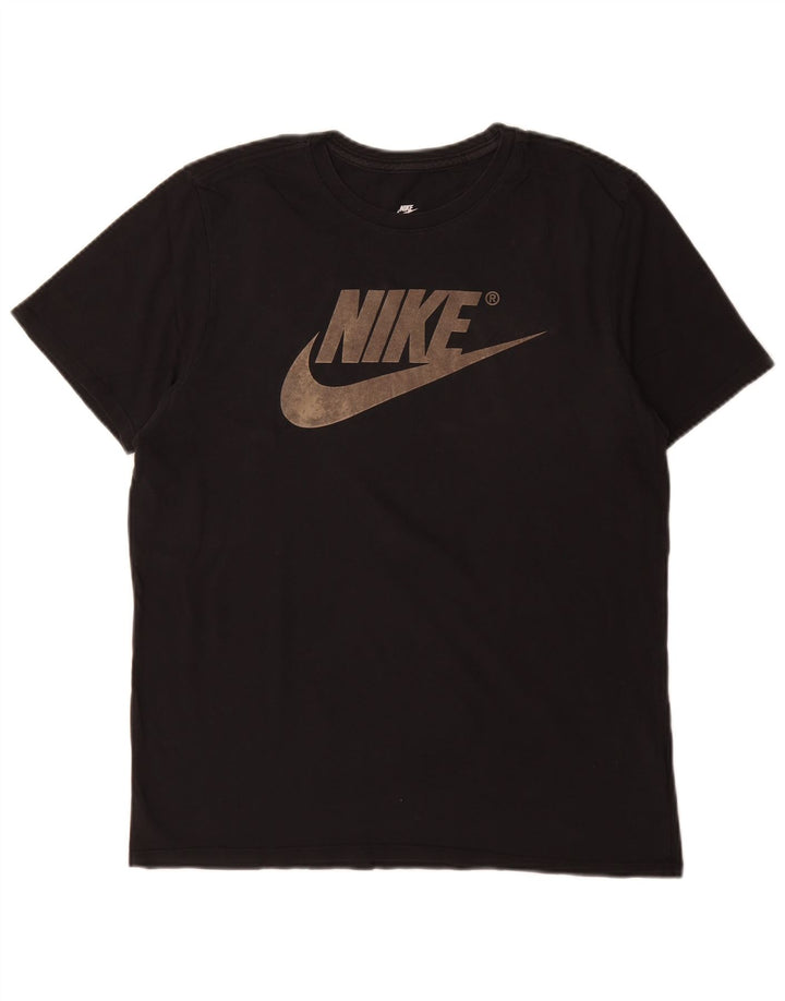 T-shirt grafica Nike da uomo con taglio atletico, cotone medio nero