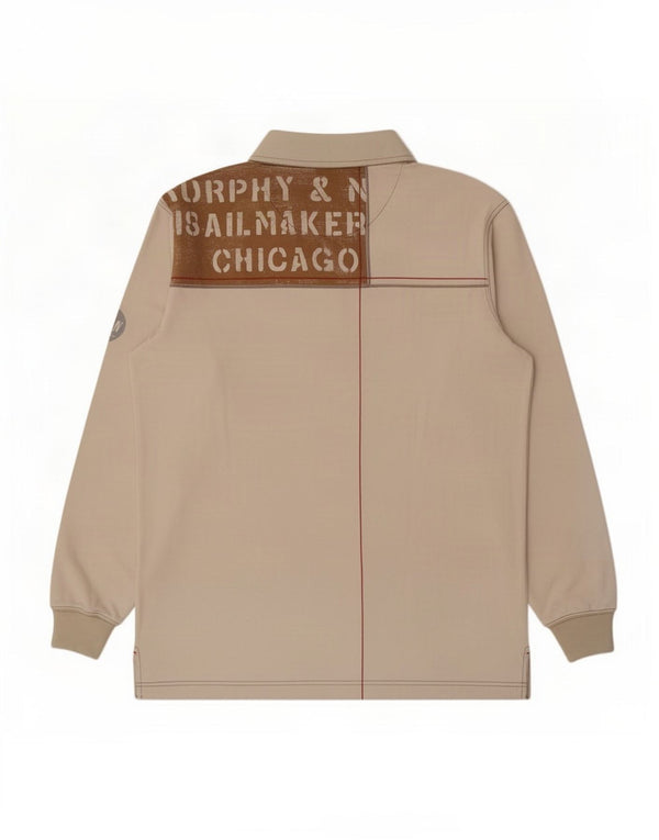 Polo da rugby grafica da uomo Murphy & Nye, grande, color beige