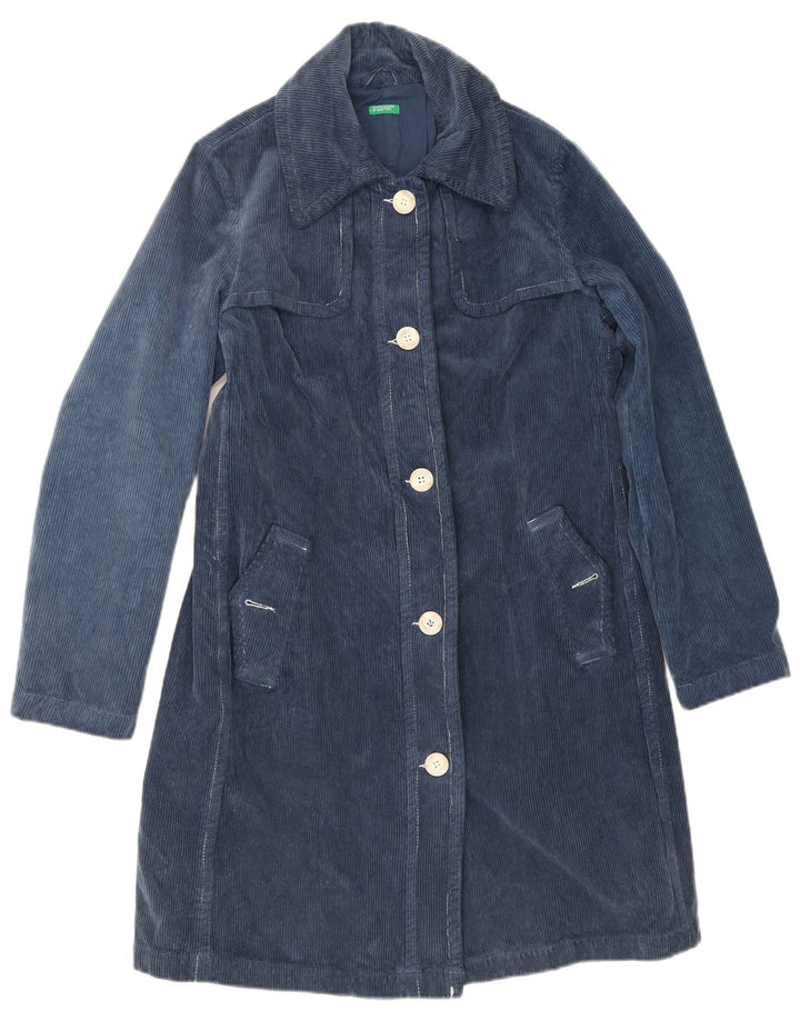 Cappotto da donna in velluto a coste Benetton IT 44 cotone medio blu navy