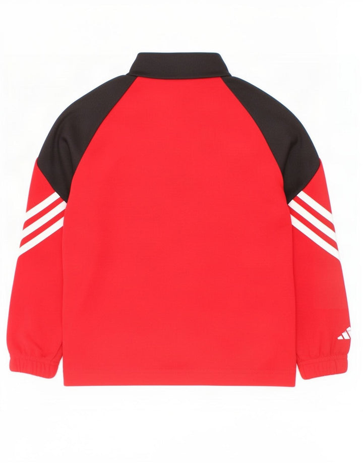 Top della tuta da ginnastica Adidas da ragazzo con zip e collo, 5-6 anni, XS, colore rosso
