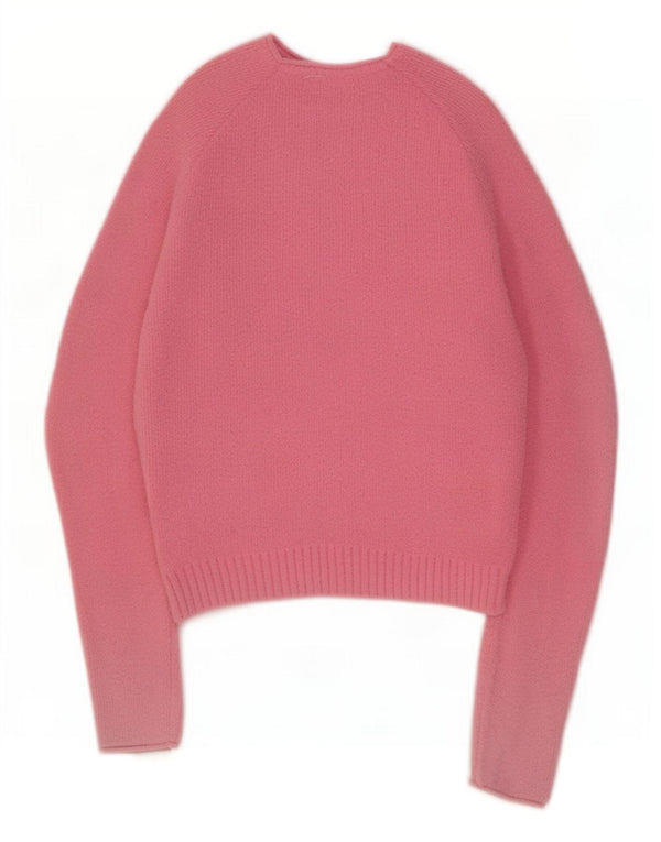 Maglione corto girocollo da donna Zara UK 8 piccolo nylon rosa
