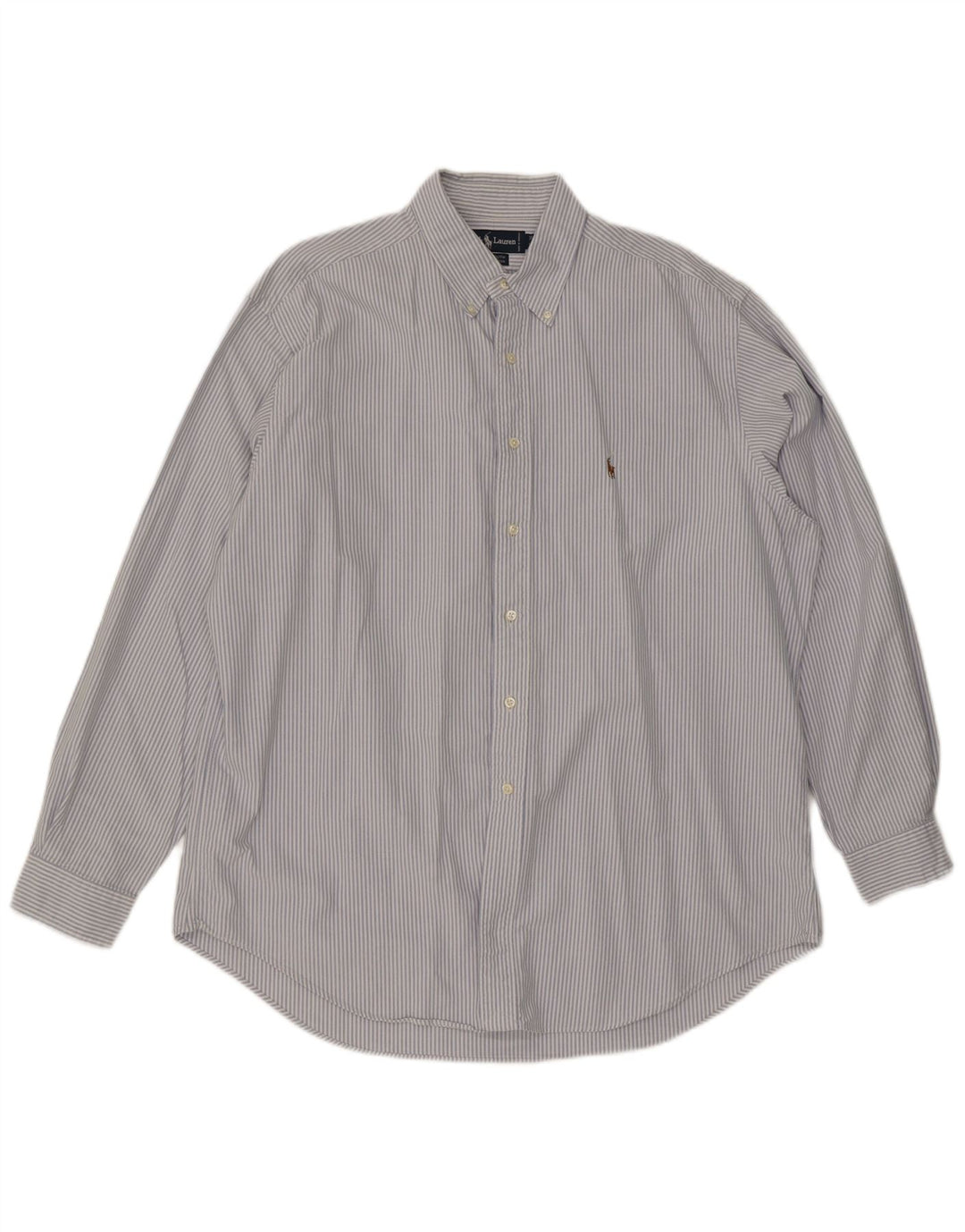 RALPH LAUREN Mens Yarmouth Shirt Size 17 XL Blue Pinstripe Cotton