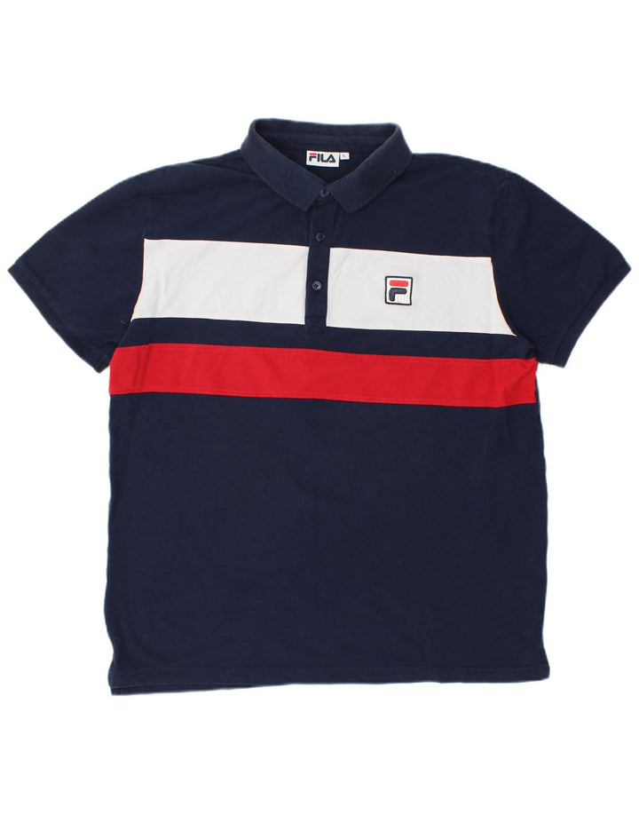Polo da uomo Fila Large color block blu navy