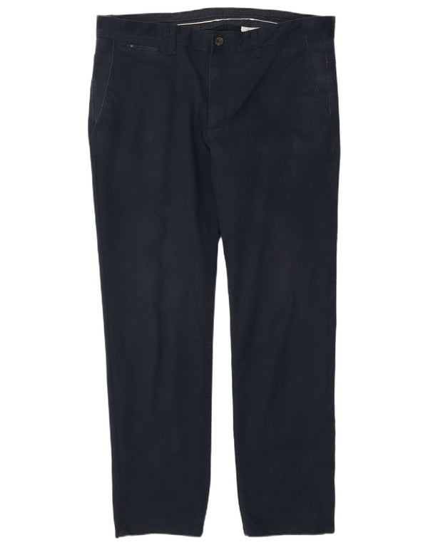 Pantaloni chino dritti da uomo Zara EU 44 Large W34 L28 cotone blu navy