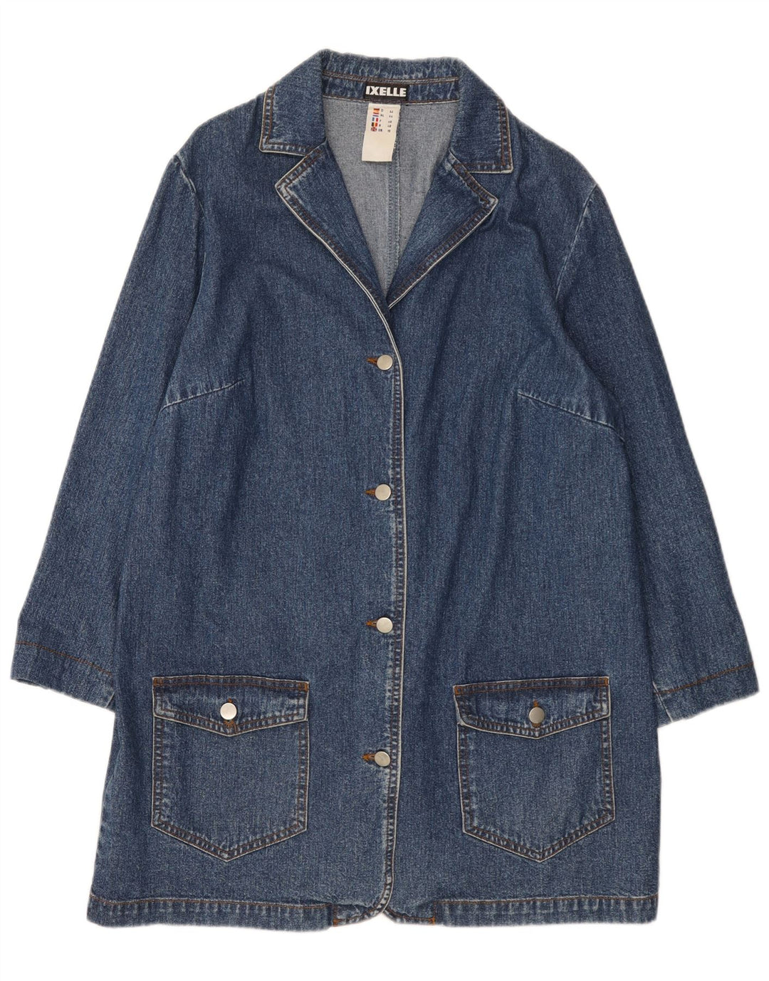 Cappotto vintage in denim da donna UK 18 XL in cotone blu