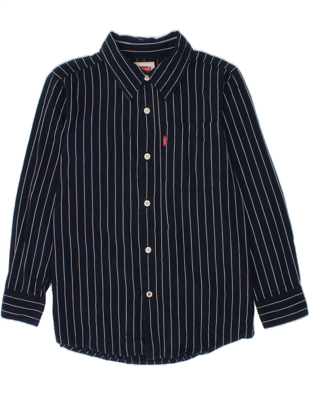 LEVI'S Boys Shirt 8-9 Years Small  Navy Blue Striped Cotton Vintage Levi's and Second-Hand Levi's from Messina Hembry 
