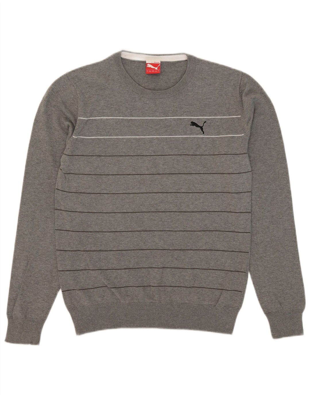 Maglione maglione girocollo da uomo Puma a righe grigio medio