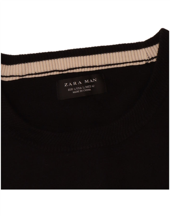 Top Zara da uomo con maniche a 3/4 a righe nere larghe