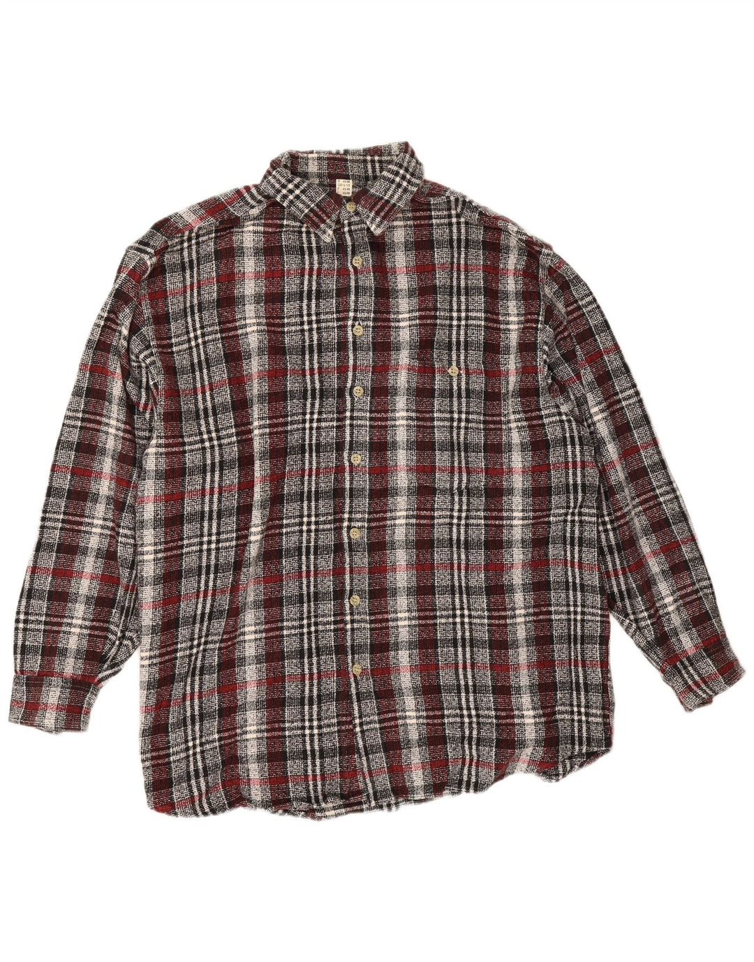 Camicia vintage da uomo in flanella taglia 16 1/2 grande cotone a quadri grigio