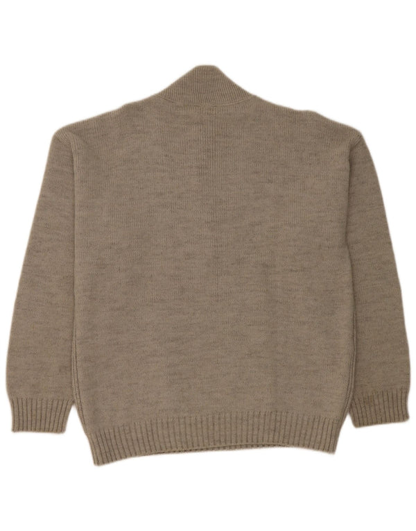 Maglione da uomo Elite con bottoni e collo in lana grigio medio