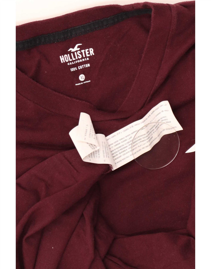Top Hollister da uomo con grafica a maniche lunghe XL in cotone marrone
