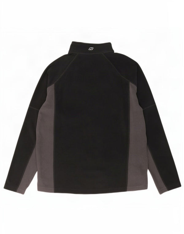 Maglione in pile da uomo Berghaus con zip e collo, grande, in poliestere color block nero